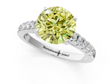 White gold Fancy Yellow Round  Cut Pavé Band Solitaire Ring with Four-Prong Setting_36