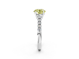 White gold Fancy Yellow Round  Cut Pavé Band Solitaire Ring with Four-Prong Setting_41