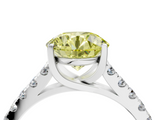 White gold Fancy Yellow Round  Cut Pavé Band Solitaire Ring with Four-Prong Setting_43