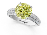 White gold Fancy Yellow Round  Cut Pave Diamond Engagement Ring with Channel Set Band and Four-Prong Setting_1