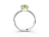 White gold Fancy Yellow Round  Cut Pave Diamond Engagement Ring with Channel Set Band and Four-Prong Setting_3