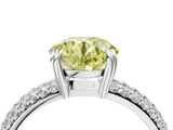 White gold Fancy Yellow Round  Cut Pave Diamond Engagement Ring with Channel Set Band and Four-Prong Setting_4