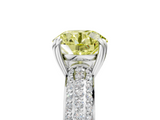 White gold Fancy Yellow Round  Cut Pave Diamond Engagement Ring with Channel Set Band and Four-Prong Setting_5