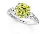 White gold Fancy Yellow Round Cut Solitaire Cathedral Diamond Engagement Ring with Channel-Set Band and Four-Prong Setting_16