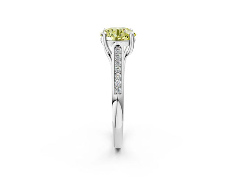 White gold Fancy Yellow Round Cut Solitaire Cathedral Diamond Engagement Ring with Channel-Set Band and Four-Prong Setting_17