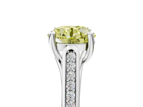White gold Fancy Yellow Round Cut Solitaire Cathedral Diamond Engagement Ring with Channel-Set Band and Four-Prong Setting_20