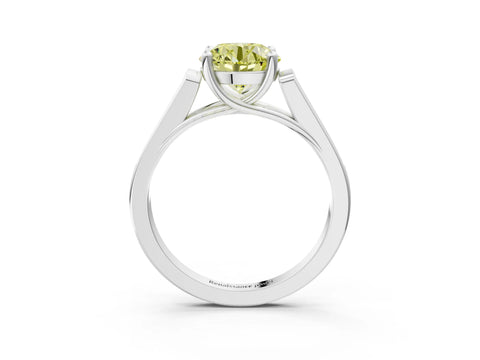 White gold Fancy Yellow Round Cut Solitaire Cathedral Diamond Engagement Ring with Channel-Set Band and Four-Prong Setting_6