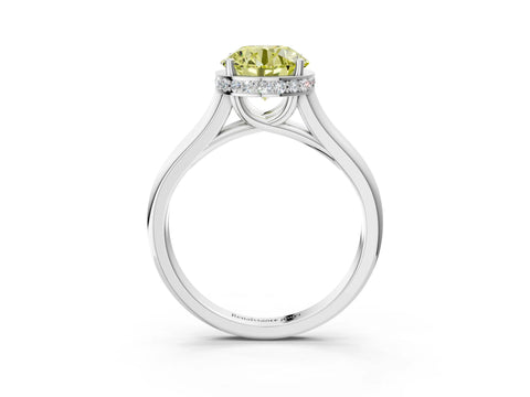 White gold Fancy Yellow Round Cut Solitaire Diamond Engagement Ring with Four-Prong Setting and Tapered Band_3