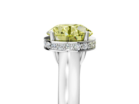 White gold Fancy Yellow Round Cut Solitaire Diamond Engagement Ring with Four-Prong Setting and Tapered Band_5