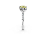 White gold Fancy Yellow Round Cut Solitaire Diamond Engagement Ring with Pavé Band and Six-Prong Setting_14