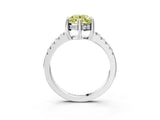 White gold Fancy Yellow Round Cut Solitaire Diamond Engagement Ring with Pavé Band and Six-Prong Setting_15