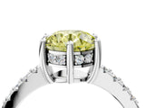 White gold Fancy Yellow Round Cut Solitaire Diamond Engagement Ring with Pavé Band and Six-Prong Setting_16