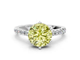 White gold Fancy Yellow Round Cut Solitaire Diamond Engagement Ring with Pavé Band and Six-Prong Setting_18