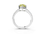 White gold Fancy Yellow Round Cut Solitaire Diamond Engagement Ring with Pavé Band and Six-Prong Setting_3