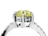 White gold Fancy Yellow Round Cut Solitaire Diamond Engagement Ring with Pavé Band and Six-Prong Setting_4
