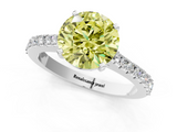 White gold Fancy Yellow Round  Cut Solitaire Diamond Engagement Ring with Pave Band and Four-Prong Setting_1