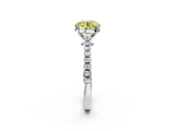 White gold Fancy Yellow Round  Cut Solitaire Diamond Engagement Ring with Pave Band and Four-Prong Setting_2