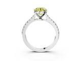 White gold Fancy Yellow Round  Cut Solitaire Diamond Engagement Ring with Pave Band and Four-Prong Setting_3