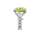 White gold Fancy Yellow Round  Cut Solitaire Diamond Engagement Ring with Pave Band and Four-Prong Setting_5