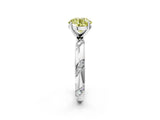 White gold Fancy Yellow Round Cut Solitaire Diamond Engagement Ring with Twisted Pave Band and Four-Prong Setting_21