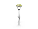 White gold Fancy Yellow Round Cut Solitaire Diamond Ring with Prong Setting and Plain Band_14