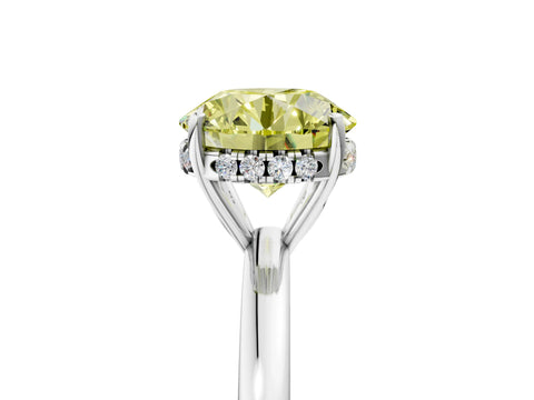 White gold Fancy Yellow Round Cut Solitaire Diamond Ring with Prong Setting and Plain Band_17