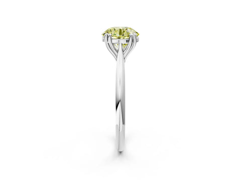 White gold Fancy Yellow Round Cut Solitaire Diamond Ring with Six-Prong Setting and Classic Band_2