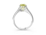 White gold Fancy Yellow Round Cut Solitaire Diamond Ring with Six-Prong Setting and Classic Band_3
