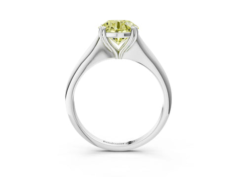 White gold Fancy Yellow Round Cut Solitaire Diamond Ring with Six-Prong Setting and Classic Band_3