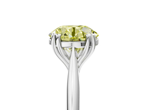 White gold Fancy Yellow Round Cut Solitaire Diamond Ring with Six-Prong Setting and Classic Band_5