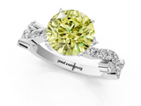 White gold Fancy Yellow Round  Cut Solitaire Diamond Twisted Band with Pave Setting_1
