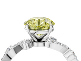 White gold Fancy Yellow Round  Cut Solitaire Diamond Twisted Band with Pave Setting_4