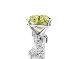 White gold Fancy Yellow Round  Cut Solitaire Diamond Twisted Band with Pave Setting_5