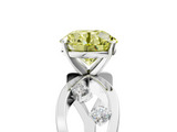 White gold Fancy Yellow Round  Cut Solitaire Diamond with Side Stones on Criss-Cross Band and Four-Prong Setting_5