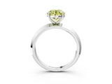 White gold Fancy Yellow Round  Cut Solitaire Engagement Ring with Flat Band and Four-Prong Setting 3