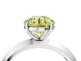 White gold Fancy Yellow Round  Cut Solitaire Engagement Ring with Flat Band and Four-Prong Setting 4