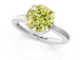 White gold Fancy Yellow Round  Cut Solitaire Engagement Ring with Four-Prong Setting on a Classic Band_1
