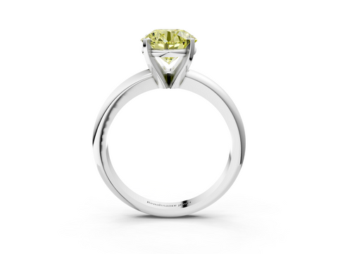 White gold Fancy Yellow Round  Cut Solitaire Engagement Ring with Round Band and Four-Prong Setting_3