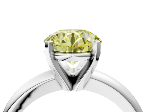 White gold Fancy Yellow Round  Cut Solitaire Engagement Ring with Round Band and Four-Prong Setting_4