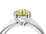 White gold Fancy Yellow Round  Cut Solitaire Engagement Ring with Tapered Band and Four-Prong Setting 5