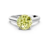 White gold Fancy Yellow Round Cut Solitaire Engagement Ring with Tapered Band and Four-Prong Setting_27