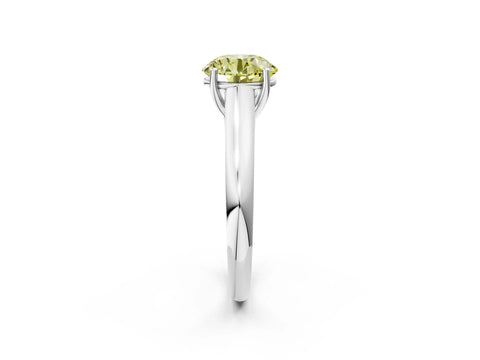 White gold Fancy Yellow Round Cut Solitaire Engagement Ring with Tapered Band and Four-Prong Setting_29