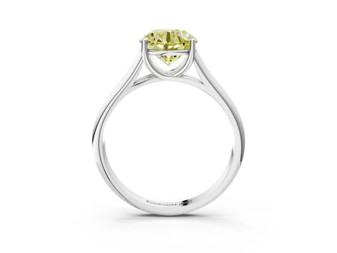 White gold Fancy Yellow Round Cut Solitaire Engagement Ring with Tapered Band and Four-Prong Setting_30