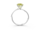 White gold Fancy Yellow Round  Cut Solitaire Engagement Ring with Thin Band and Four-Prong Setting_6