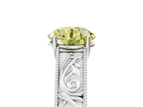 White gold Fancy Yellow Round  Cut Solitaire Engraved Band with Four-Prong Setting_5