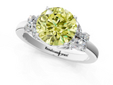 White gold Fancy Yellow Round  Cut Solitaire Floral Diamond Ring with Four-Prong Setting_1