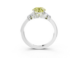 White gold Fancy Yellow Round  Cut Solitaire Floral Diamond Ring with Four-Prong Setting_3