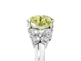 White gold Fancy Yellow Round  Cut Solitaire Floral Diamond Ring with Four-Prong Setting_5