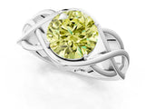 White gold Fancy Yellow Round Cut Solitaire Intertwined Band Prong Setting Ring_1
