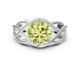 White gold Fancy Yellow Round Cut Solitaire Intertwined Band Prong Setting Ring